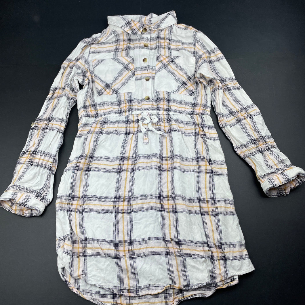 Girls Anko, long sleeve checked shirt dress, GUC, size 8, L: 60cm