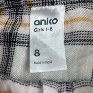 Girls Anko, long sleeve checked shirt dress, GUC, size 8, L: 60cm