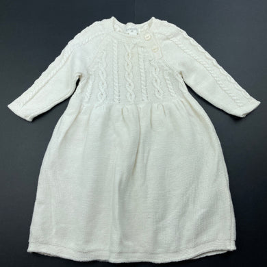 Girls purebaby, knitted organic cotton / wool dress, GUC, size 00, L: 38cm