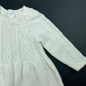 Girls purebaby, knitted organic cotton / wool dress, GUC, size 00, L: 38cm