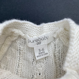 Girls purebaby, knitted organic cotton / wool dress, GUC, size 00, L: 38cm
