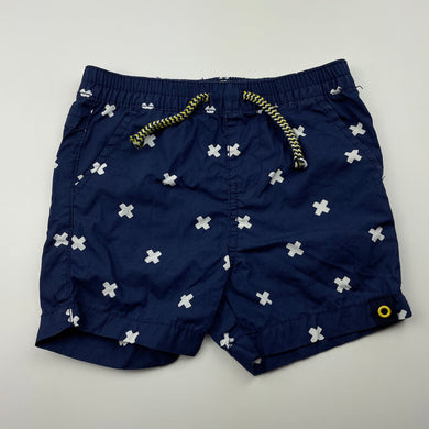 Boys Dymples, navy lightweight cotton shorts, elasticated, GUC, size 1,  