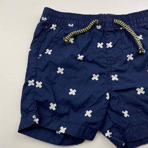 Boys Dymples, navy lightweight cotton shorts, elasticated, GUC, size 1,  