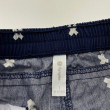 Load image into Gallery viewer, Boys Dymples, navy lightweight cotton shorts, elasticated, GUC, size 1,  