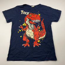 Load image into Gallery viewer, Boys KIDS TALES, navy t-shirt / top, dinosaur, armpit to armpit: 34.5cm, GUC, size 7-8,  