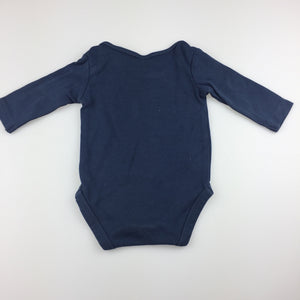Boys Kids & Co, blue cotton long sleeve bodysuit / romper, GUC, size 000