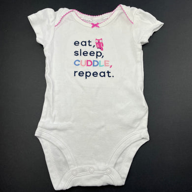 Girls Carters, white cotton bodysuit / romper, GUC, size 3 months,  
