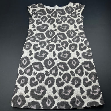 Girls GAP, cotton lined animal print party dress, discolouration, FUC, size 12, L: 75cm