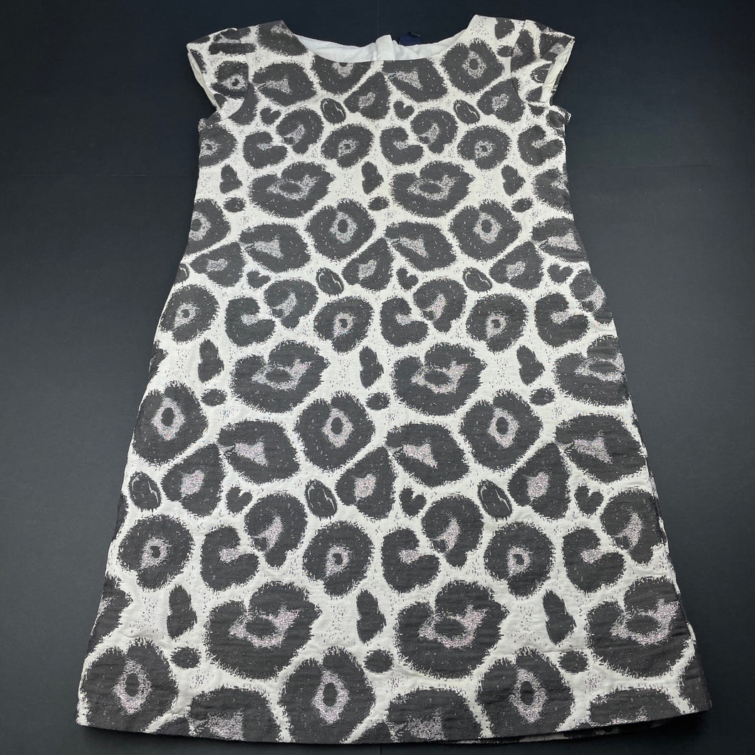 Girls GAP, cotton lined animal print party dress, discolouration, FUC, size 12, L: 75cm