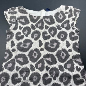 Girls GAP, cotton lined animal print party dress, discolouration, FUC, size 12, L: 75cm