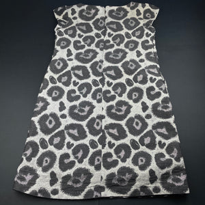 Girls GAP, cotton lined animal print party dress, discolouration, FUC, size 12, L: 75cm