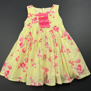 Girls Target, lined floral cotton party dress, FUC, size 1, L: 45cm
