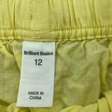 Load image into Gallery viewer, Girls Brilliant Basics, yellow linen / viscose shorts, elasticated, EUC, size 12,  