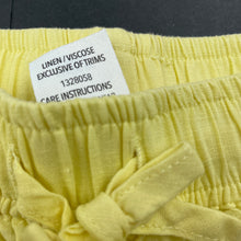 Load image into Gallery viewer, Girls Brilliant Basics, yellow linen / viscose shorts, elasticated, EUC, size 12,  