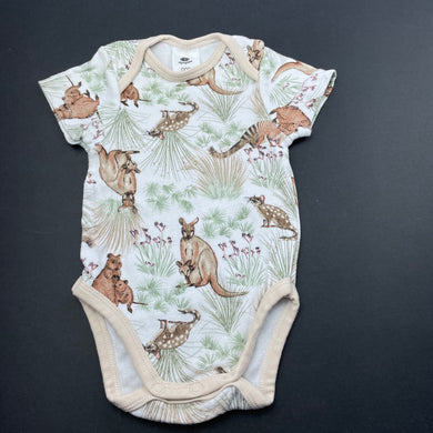 unisex Dymples, organic cotton bodysuit / romper Aust animals, EUC, size 000,  