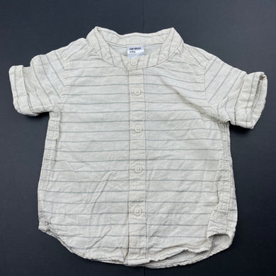 Boys Anko, linen / cotton collarless shirt, GUC, size 0,  