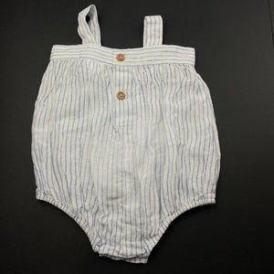 Girls Seed, blue & white stripe linen romper, GUC, size 000,  
