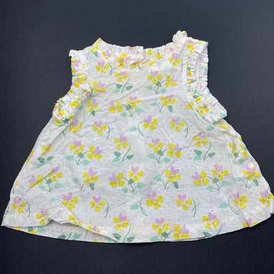Girls Jack & Milly, lightweight floral cotton summer top, FUC, size 00,  