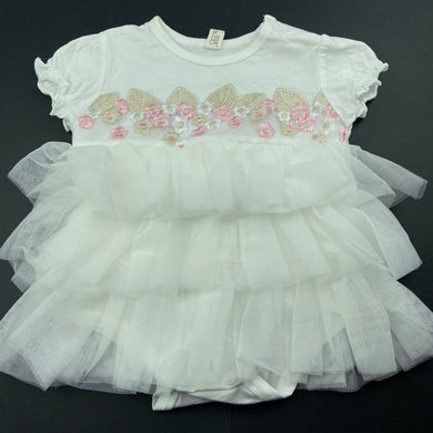 Girls embroidered, tulle romper, GUC, size 00,  