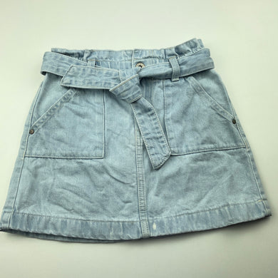 Girls Target, blue denim skirt, elasticated, L: 31cm, FUC, size 7,  