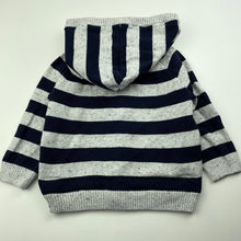 Load image into Gallery viewer, Boys Seed, navy stripe knitted cotton hooded cardigan, GUC, size 0,  
