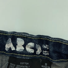 Load image into Gallery viewer, Boys ABCD Industrie, dark denim jeans, adjustable, wear on cuffs, FUC, size 0,  