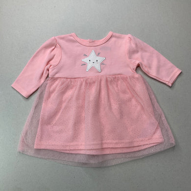 Girls Bon Bebe, pink tulle long sleeve dress, EUC, size 000, L: 30cm