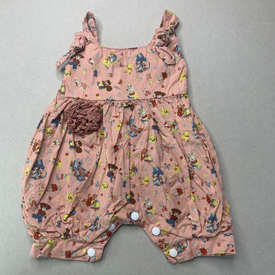 Girls Kitten & Cobs, vintage style lightweight cotton romper, GUC, size 00,  
