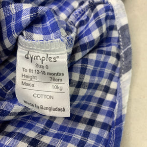 Boys Dymples, lightweight cotton long sleeve shirt, EUC, size 0,  