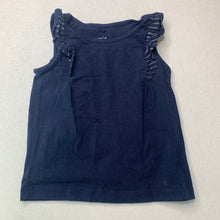 Load image into Gallery viewer, Girls Anko, navy cotton ruffle top, GUC, size 2,  