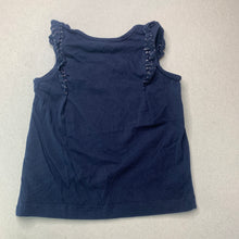 Load image into Gallery viewer, Girls Anko, navy cotton ruffle top, GUC, size 2,  