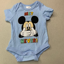 Load image into Gallery viewer, Boys Disney, Mickey Mouse cotton bodysuit / romper, EUC, size 0000,  