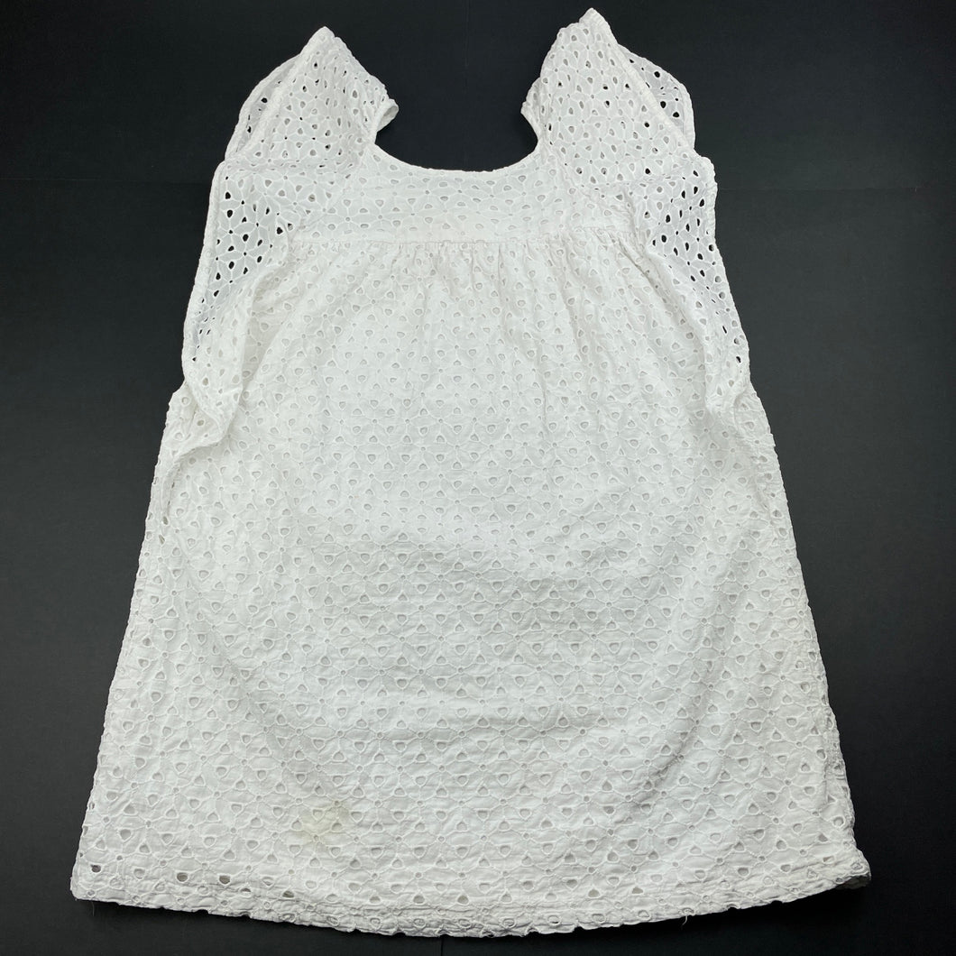 Girls Cotton On, lined broderie cotton ruffle dress, FUC, size 6, L: 62cm