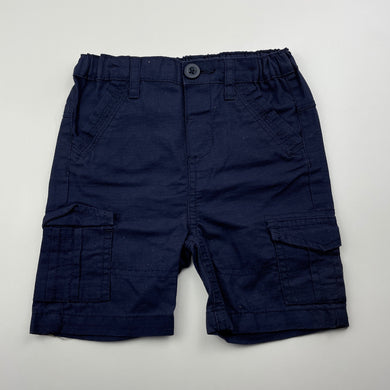 Boys Dymples, navy cotton cargo shorts, adjustable, EUC, size 2,  