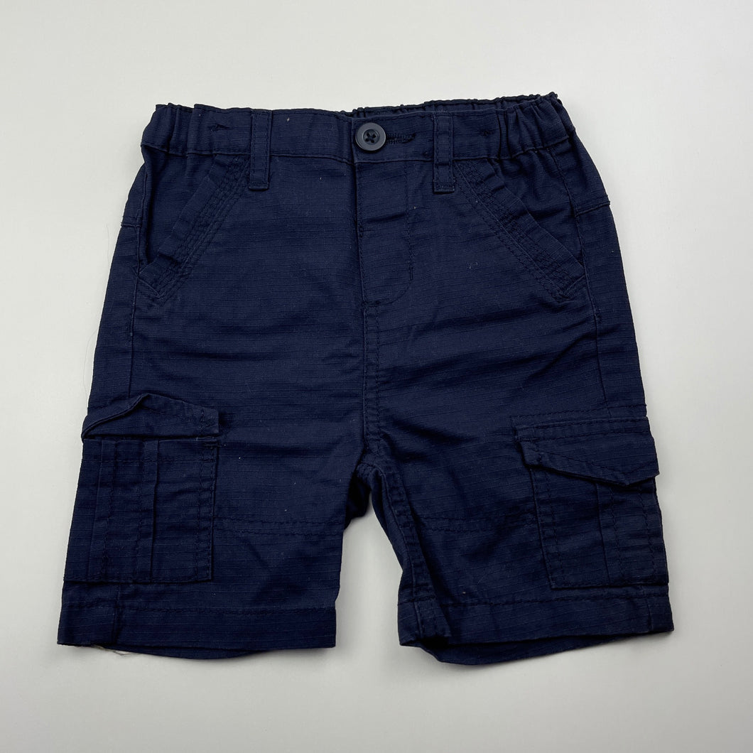 Boys Dymples, navy cotton cargo shorts, adjustable, EUC, size 2,  