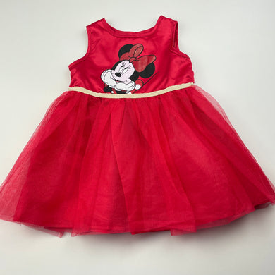 Girls Disney, Minnie Mouse red tulle party dress, GUC, size 0, L: 40cm