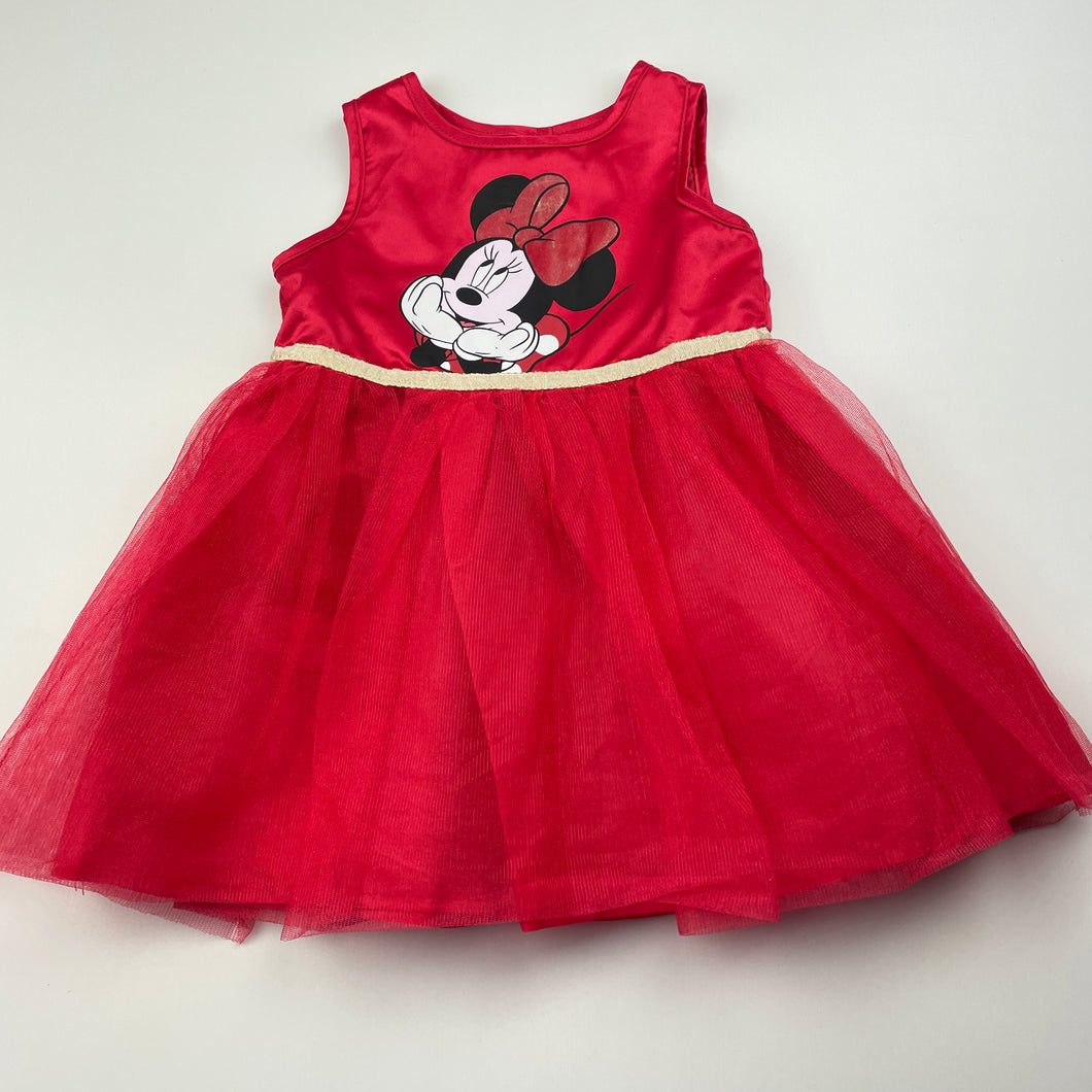 Girls Disney, Minnie Mouse red tulle party dress, GUC, size 0, L: 40cm