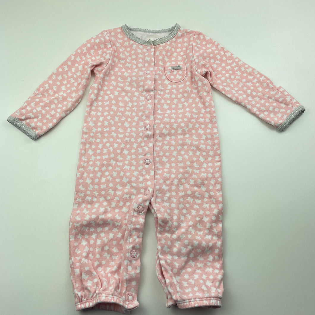 Girls Carters, pink cotton romper, butterflies, FUC, size 3 months,  