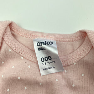 Girls Anko, pink cotton singletsuit / romper, EUC, size 000,  
