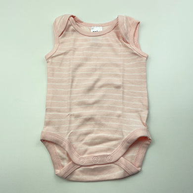 Girls Anko, pink stripe cotton bodysuit / romper, EUC, size 000,  