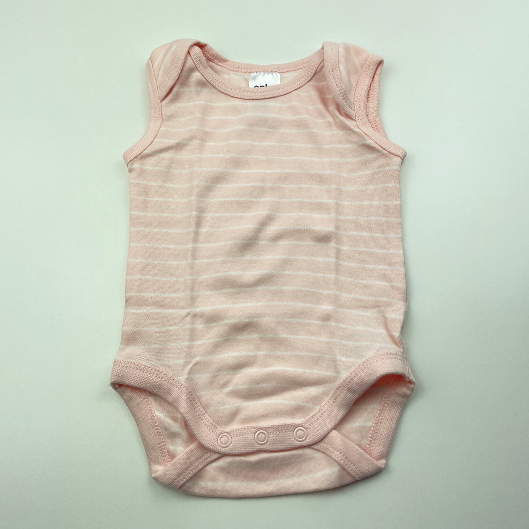 Girls Anko, pink stripe cotton bodysuit / romper, EUC, size 000,  