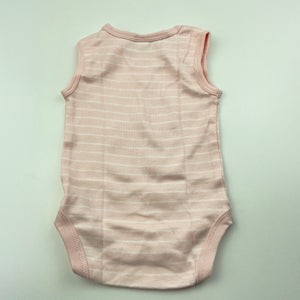 Girls Anko, pink stripe cotton bodysuit / romper, EUC, size 000,  