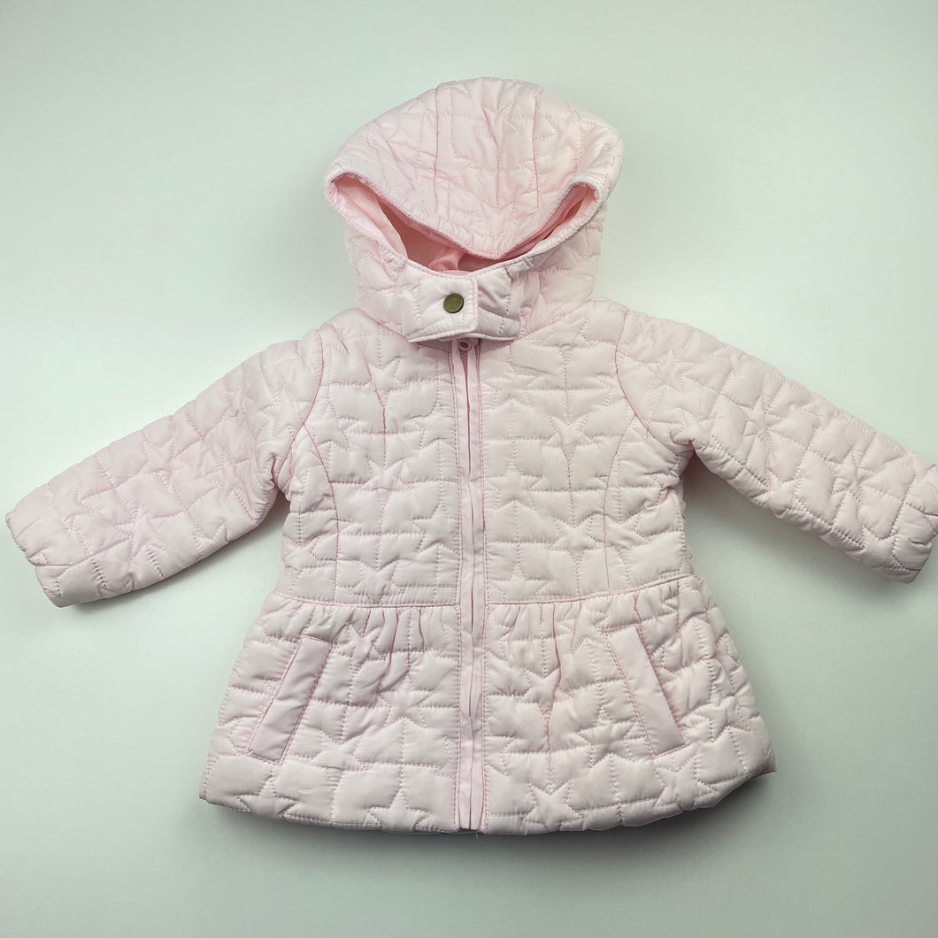 Girls Target, pink quilted jacket / coat, L: 31cm, EUC, size 00,  