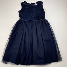 Load image into Gallery viewer, Girls H&amp;T, lined navy tulle &amp; sequin party dress, GUC, size 4, L: 62cm