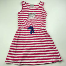 Load image into Gallery viewer, Girls Emerson, pink stripe cotton casual dress, FUC, size 5, L: 55cm