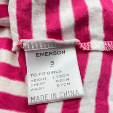 Load image into Gallery viewer, Girls Emerson, pink stripe cotton casual dress, FUC, size 5, L: 55cm