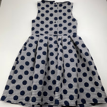 Load image into Gallery viewer, Girls Jasper Conran, lined navy &amp; silver party dress, EUC, size 9, L: 71cm
