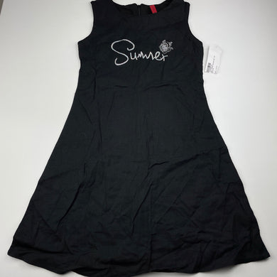 Girls CARALINA, black casual summer dress, armpit to armpit: 33cm, NEW, size 7-8, L: 71cm