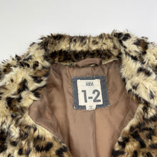 Load image into Gallery viewer, Girls Cotton On, leopard print faux fur jacket, no fastening, L: 29cm, GUC, size 1-2,  