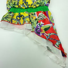 Load image into Gallery viewer, Girls Miss Brum, colourful lightweight asymmetrical top, FUC, size 4,  